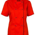 Bluza gastronomiczna czerwona damska krótki rękaw