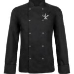 Bluza gastronomiczna męska czarna KLASYCZNA długi rękaw z haftem nóż, widelec, łyżka