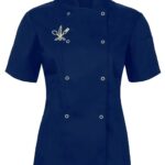 Bluza gastronomiczna damska grantowa KLASYCZNA krótki rękaw z haftem nóż, widelec, łyżka